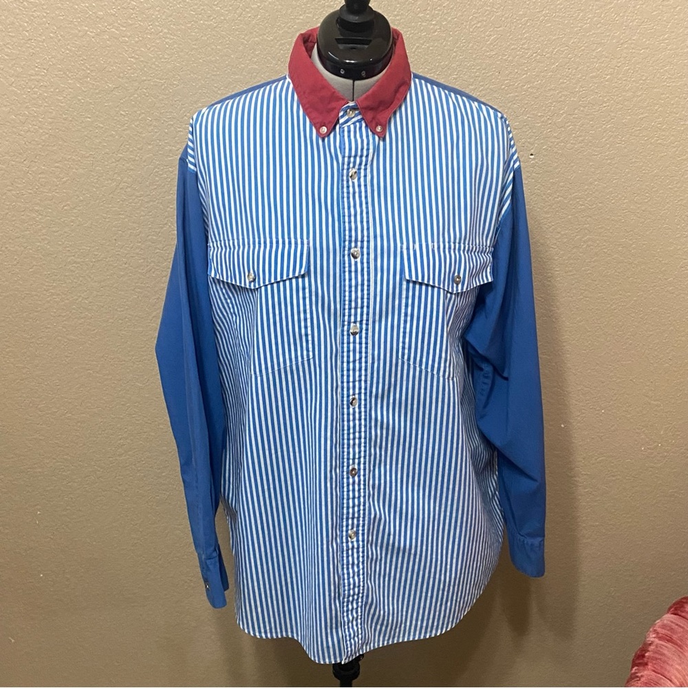 Frontier Series Color Block Striped Vintage Western Button Down Mens Shirt 2XL